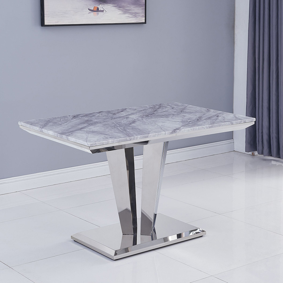 Riccardo Grey Marble & Chrome 1.2m Rectangular Dining Table