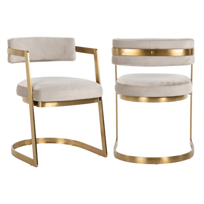 Jolie White Chenille & Gold Dining Chair