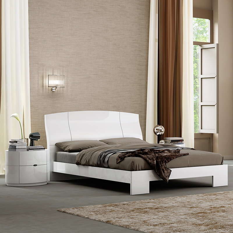 Logan White High Gloss Double Bed With Headboard