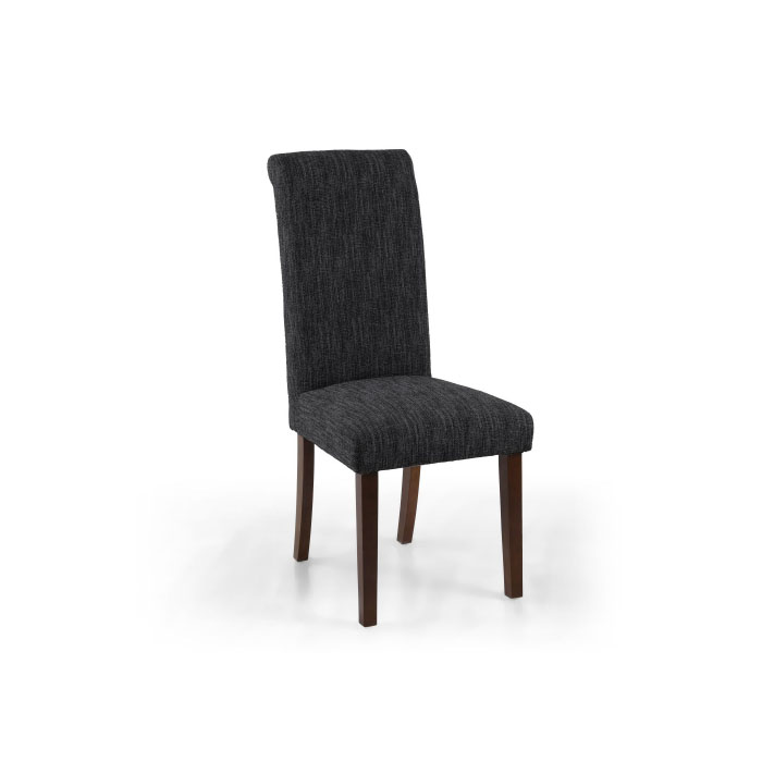 Corden Dark Grey Linen Dining Chair (Walnut Legs)