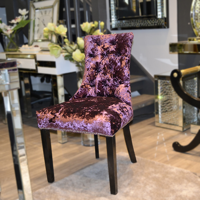 Bespoke Verges Buttoned Velvet Studded Feature Dining Chair