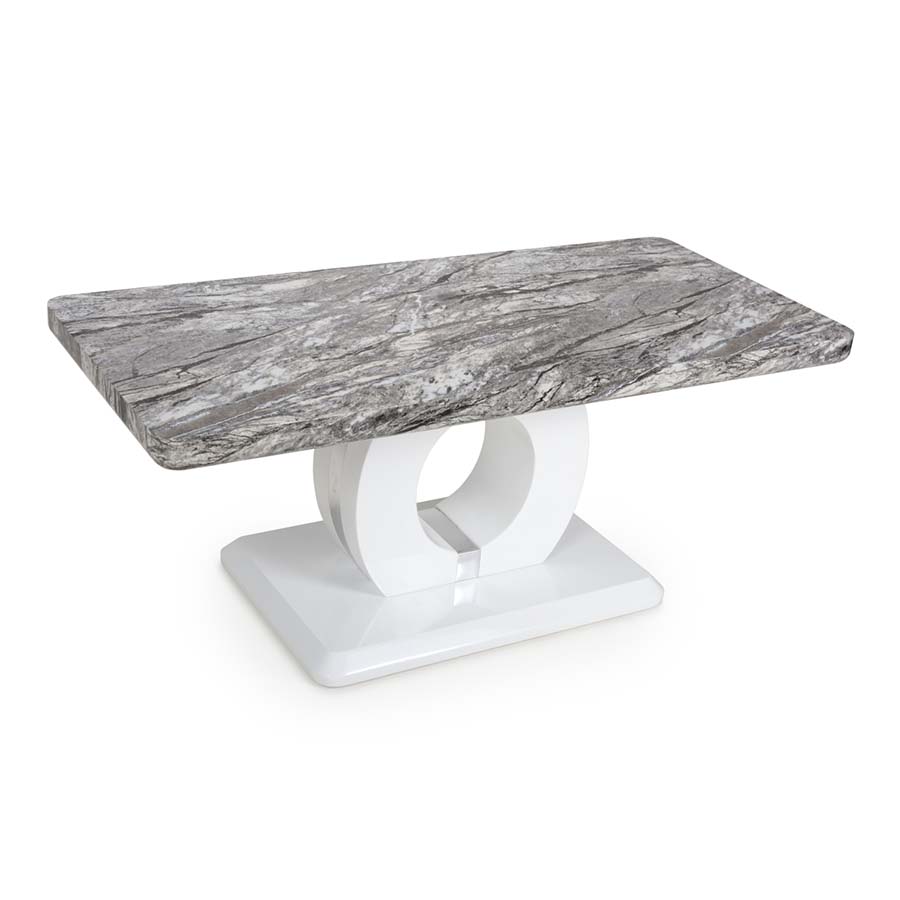 Nepal Grey Marble & White High Gloss 1.1m Coffee Table