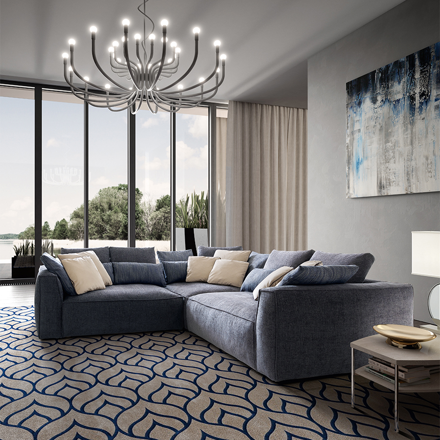 Palmero Blue Fabric 2.6m x 2.6m Modular Corner Sofa
