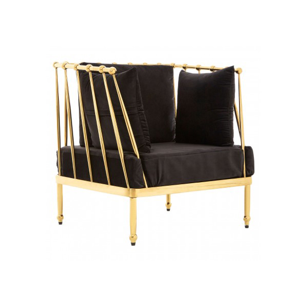 Novic Black Velvet Gold Tapered Feature Chair