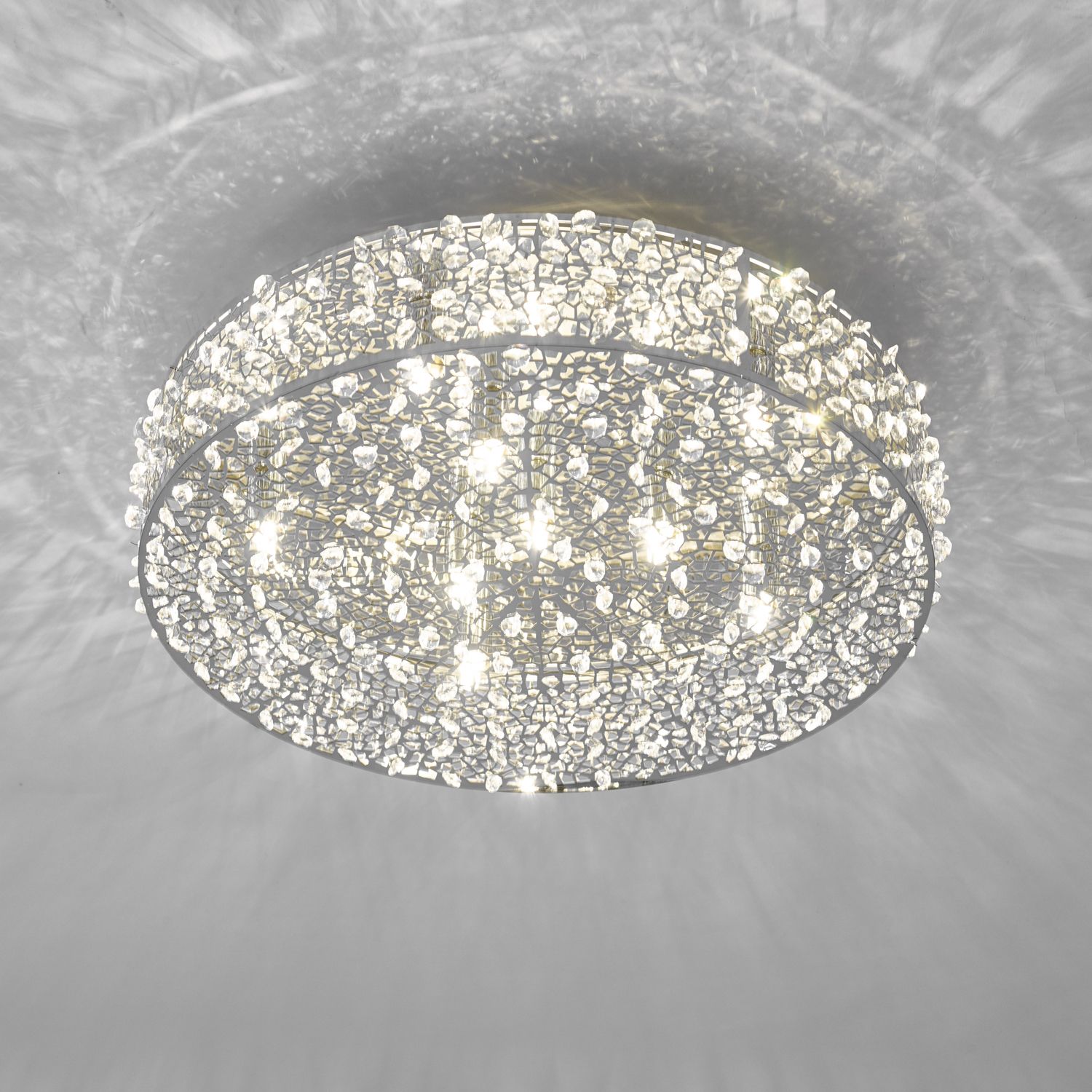 Kotaro 6 Bulb Polished Chrome & Crystal Flush Ceiling Light