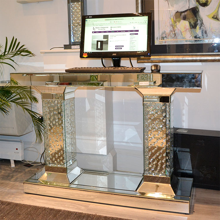Rhombus Crystal Mirrored Console Table